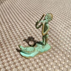 Vintage small brass tribal snake charmer